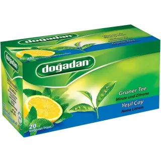 Thé Vert à la Menthe et au Citron – Doğadan Yeşil Çay Nane Limon Karışımı 12x20 | Infusion turque rafraîchissante et antioxydant