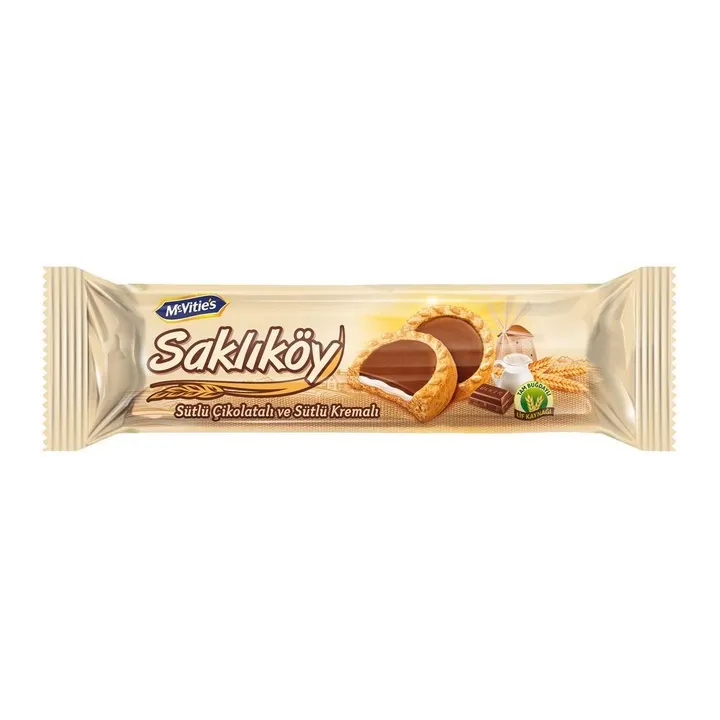 Saklikoy Cikolatali & Sutlu Kremali Biskuvi 100Gx18