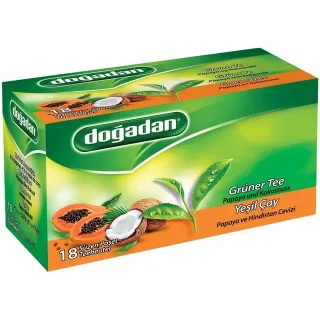 Thé Vert à la Papaye et à la Noix de Coco – Doğadan Yeşil Çay Papaya Coconut 12x20 | Infusion turque exotique et bien-être